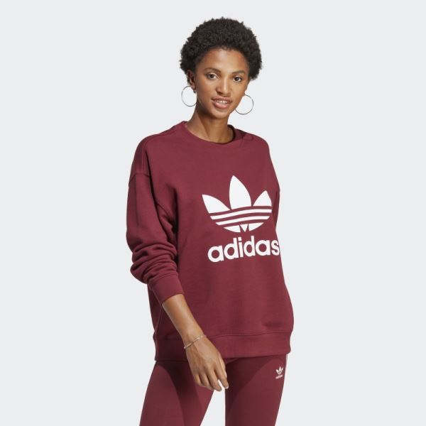 Red Adidas Trefoil Crew Sweatshirt Hot