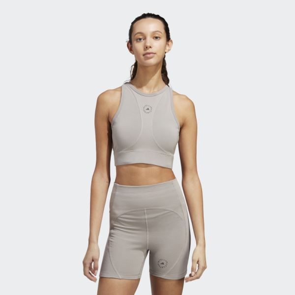 Adidas by Stella McCartney TrueStrength Yoga Crop Top Dove Grey Hot