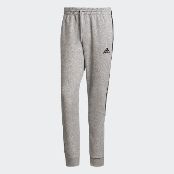 Medium Grey Essentials Fleece Tapered Cuff 3-Stripes Pants Adidas