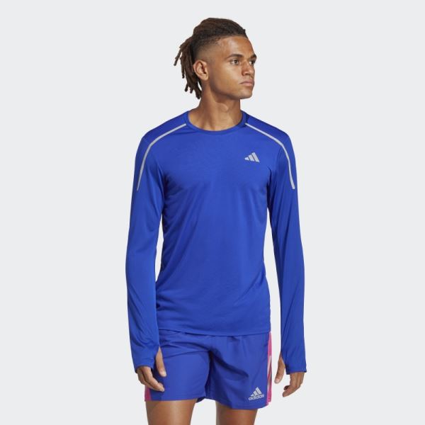 Adidas Fast Long Sleeve Engineered Running Tee Blue