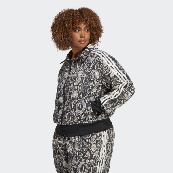 Python Allover Print Track Jacket (Plus Size) Black Adidas