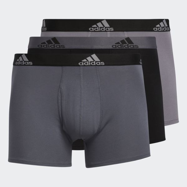 Adidas Grey Stretch Cotton Trunk Briefs 3 Pairs