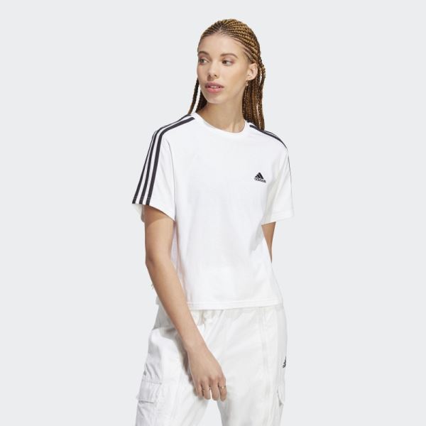 Essentials 3-Stripes Single Jersey Crop Top Medium Grey Adidas