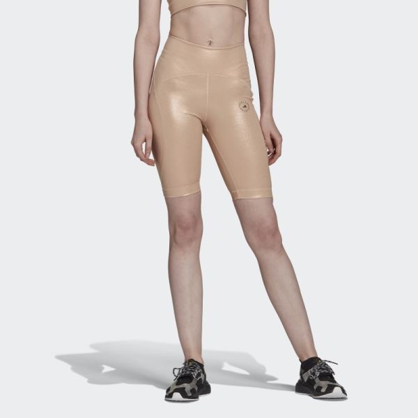 Adidas by Stella McCartney Shiny Cycling Tights Copper Metallic Fashion