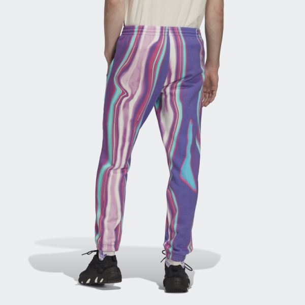 Adidas Hyperreal Allover Print Sweat Pants Purple Rush