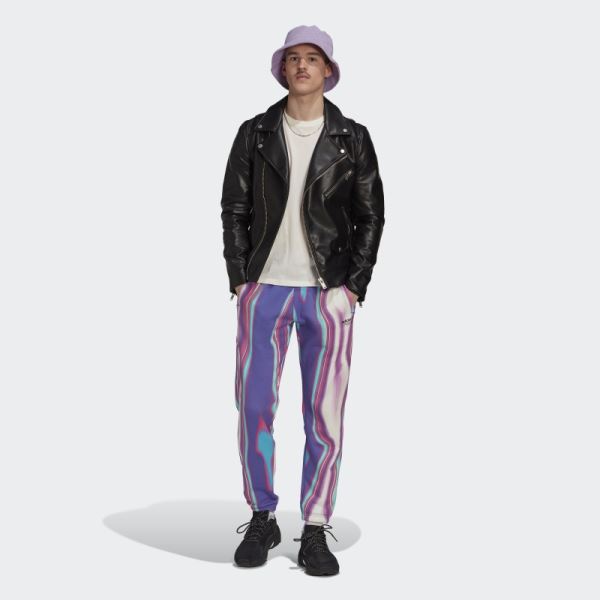 Adidas Hyperreal Allover Print Sweat Pants Purple Rush