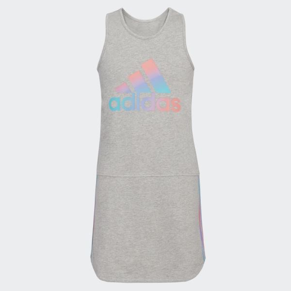 Curved Hem Tank Dress Adidas Medium Grey