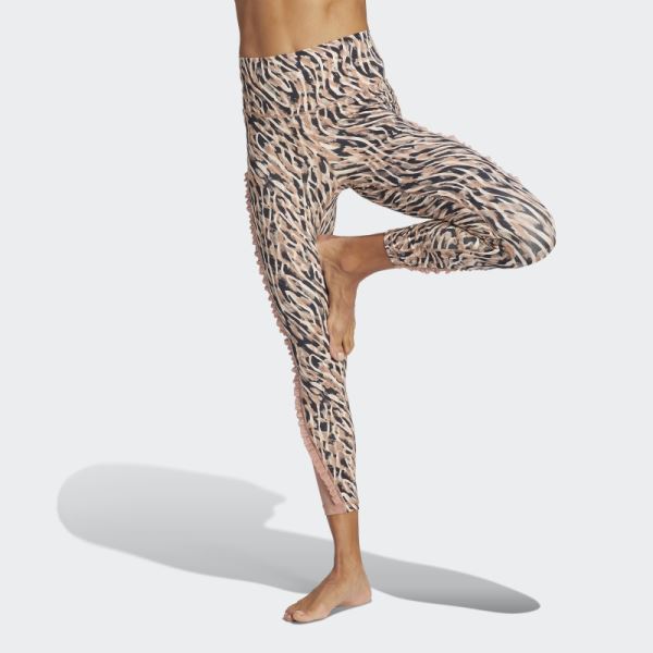 Adidas Ecru Tint Yoga Studio Clash Print 7/8 Leggings