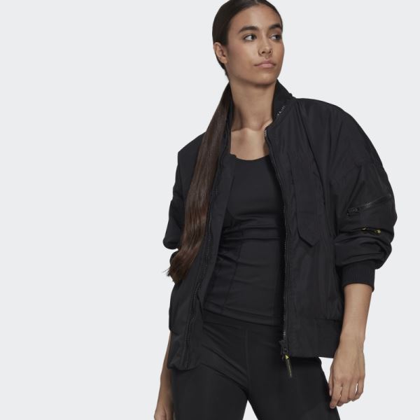 Black Hot Adidas by Stella McCartney Woven Bomber Jacket