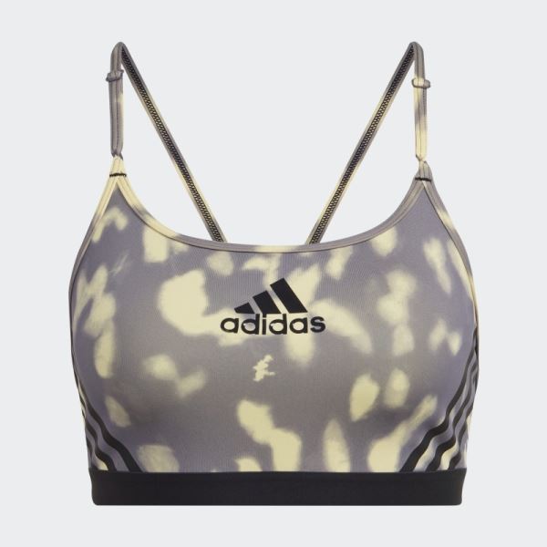 Yellow Adidas Aeroreact Light-Support Hyperglam Printed Bra Fashion