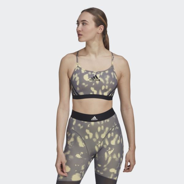 Yellow Aeroreact Light-Support Hyperglam Printed Bra Adidas