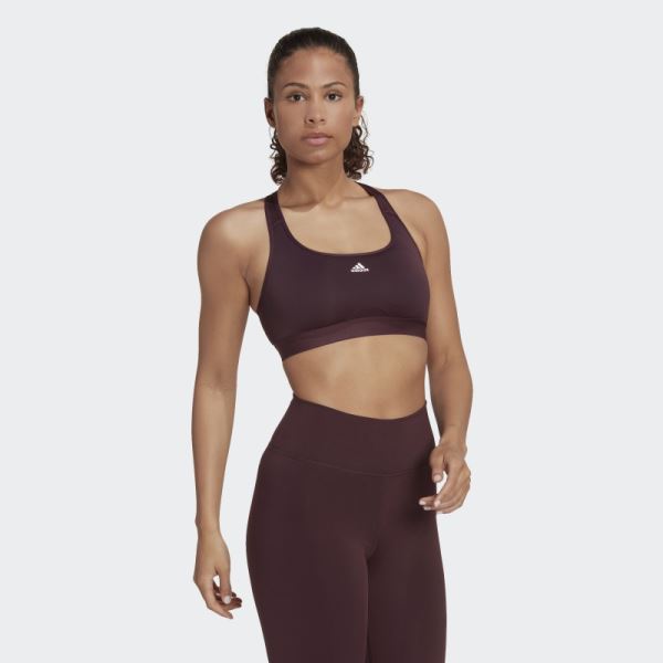 Maroon Powerreact Training Medium-Support Bra Adidas