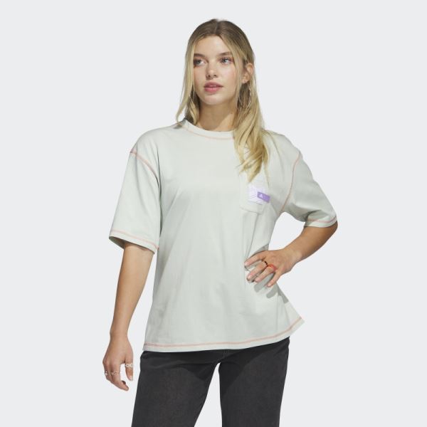 Green Sport Statement Boyfriend Pocket Tee Adidas