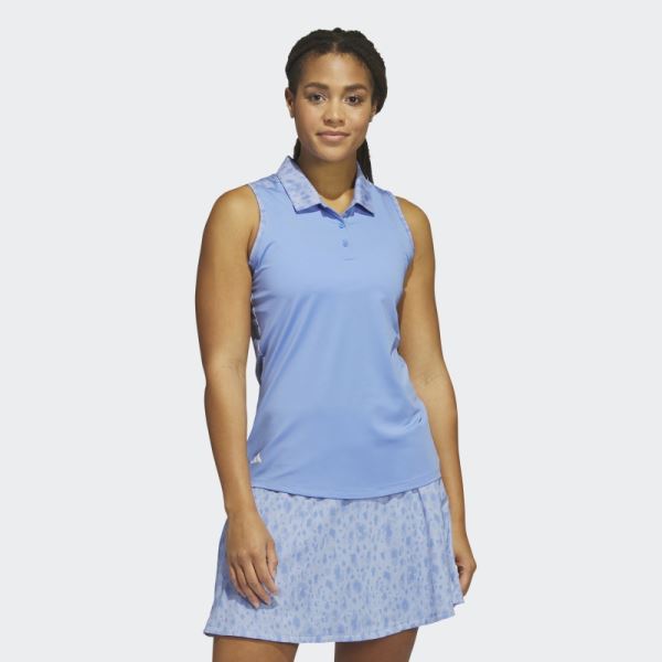 Blue Ultimate365 Sleeveless Golf Polo Shirt Adidas