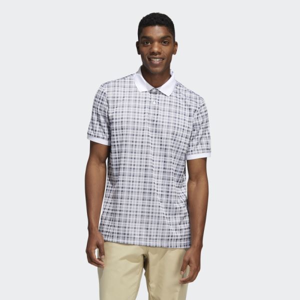 White Adicross Plaid Polo Shirt Adidas