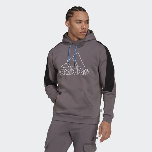 Trace Grey Adidas Future Icons Embroidered Badge of Sport Fleece Hoodie