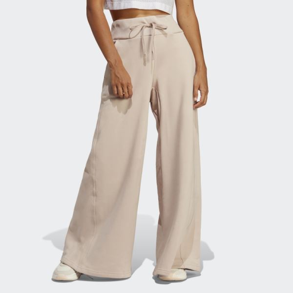 Lounge Fleece Wide Pants Taupe Adidas