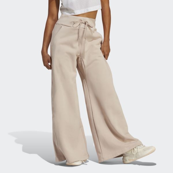 Lounge Fleece Wide Pants Taupe Adidas