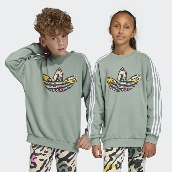 Animal Print Crew Sweatshirt Adidas Silver Green