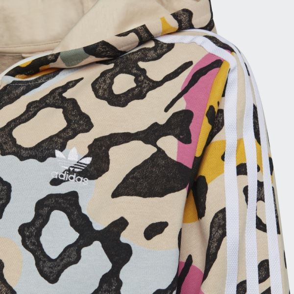 Animal Print Elongated Zip Hoodie Sand Adidas