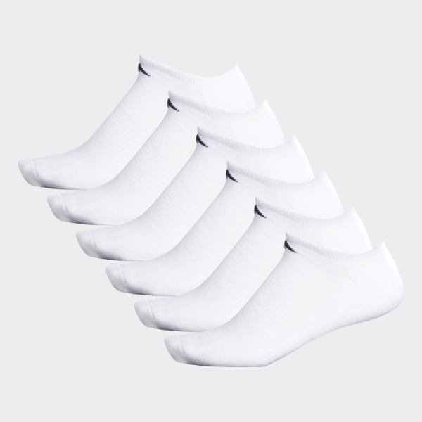 Athletic Cushioned No-Show Socks 6 Pairs XL White Adidas