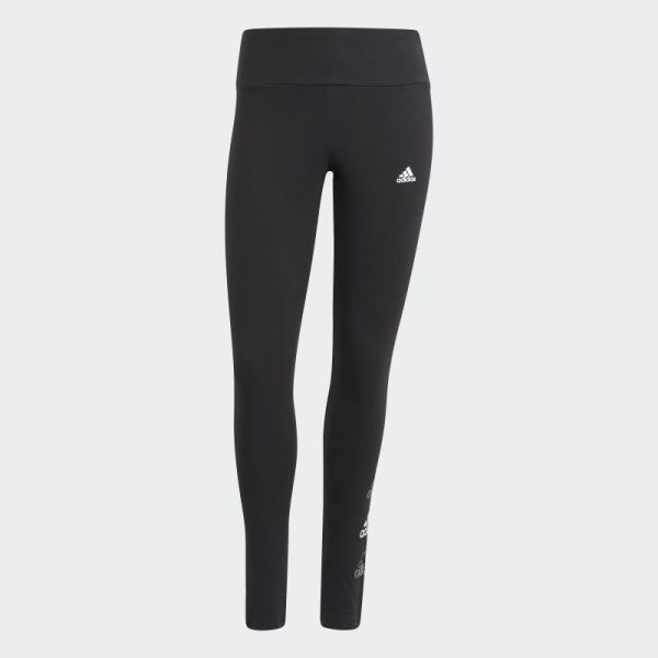 Black Fashion Adidas Essentials Stacked Logo High-Rise Leggings