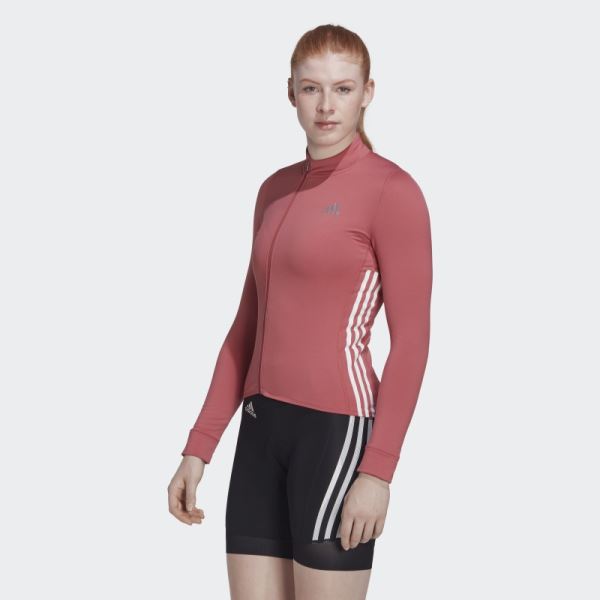 Red Adidas The COLD.RDY Long Sleeve Cycling Jersey