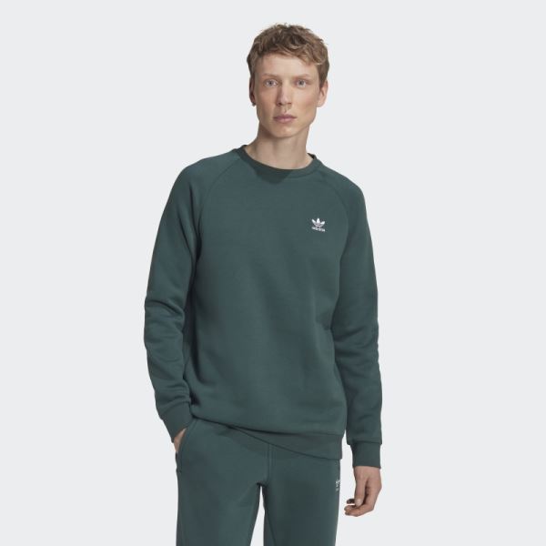 Adicolor Essentials Mineral Green Trefoil Crewneck Sweatshirt Adidas