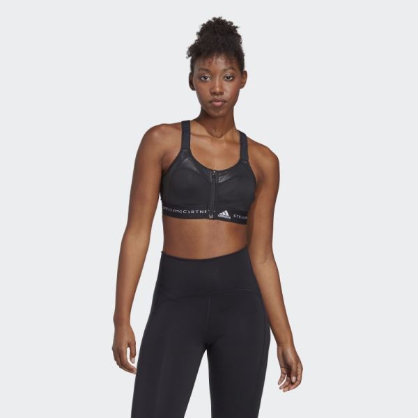 Black Hot Adidas by Stella McCartney TrueStrength Post-Mastectomy High-Support Sport Bra