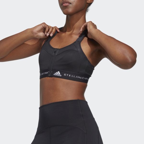 Black Hot Adidas by Stella McCartney TrueStrength Post-Mastectomy High-Support Sport Bra