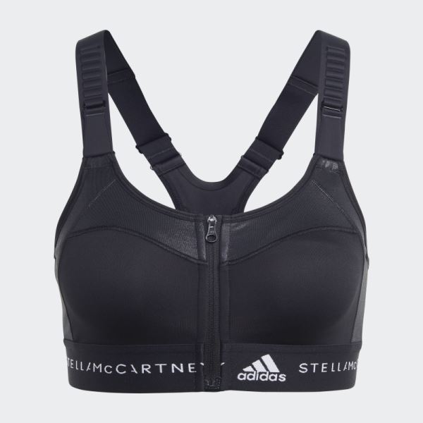 Black Hot Adidas by Stella McCartney TrueStrength Post-Mastectomy High-Support Sport Bra