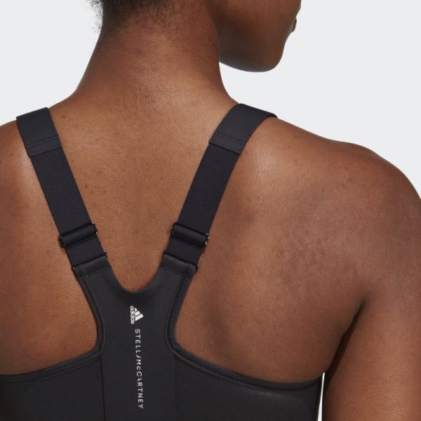 Black Hot Adidas by Stella McCartney TrueStrength Post-Mastectomy High-Support Sport Bra