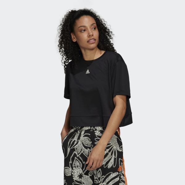 Adidas Black AEROREADY Studio Loose Crop Tee