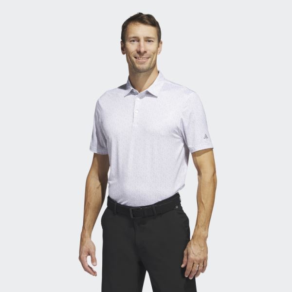 White Adidas Ultimate365 Allover Print Golf Polo Shirt