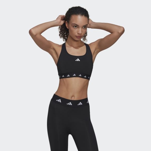 Adidas Black Powerreact Training Medium-Support Techfit Bra Hot