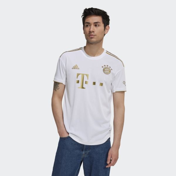 White FC Bayern 22/23 Away Authentic Jersey Adidas