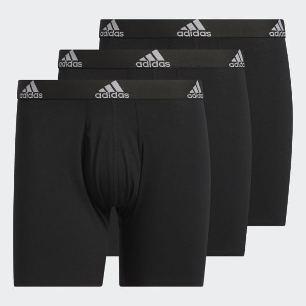 Black Stretch Cotton Boxer Briefs 3 Pairs Adidas