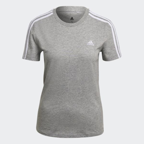 Adidas Essentials Slim 3-Stripes Tee Medium Grey