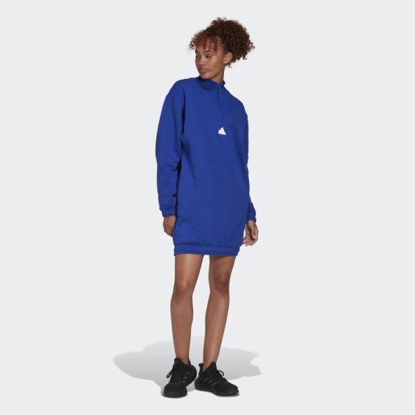 Half-Zip Sweater Dress Adidas Blue