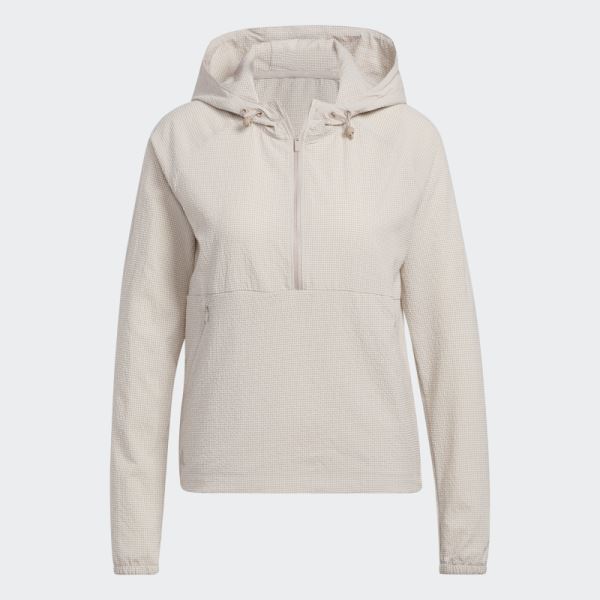 Taupe Seersucker 1/4-Zip Golf Hoodie Adidas