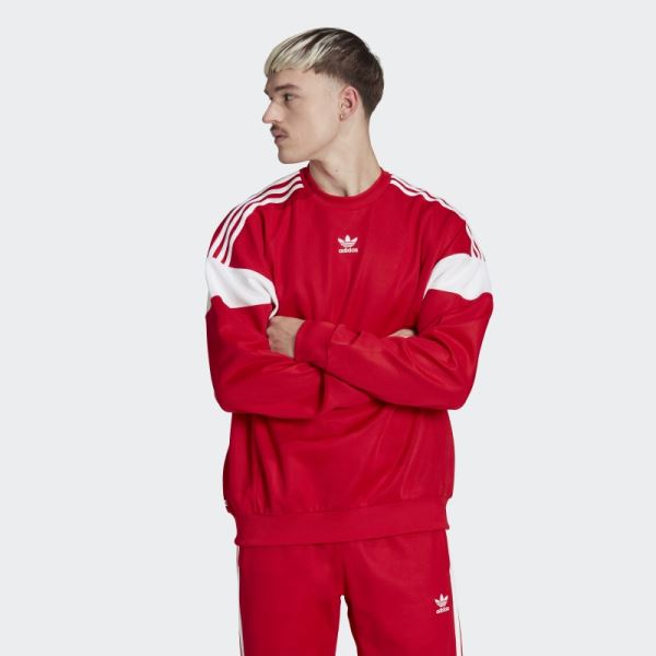 Scarlet Adidas Adicolor Classics Cut Line Crew Sweatshirt