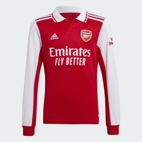 Scarlet Adidas Arsenal 22/23 Long Sleeve Home Jersey