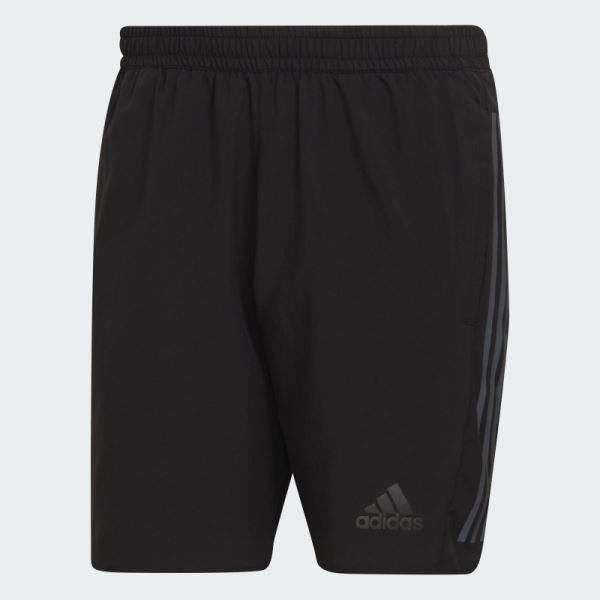 Adidas Black Run Icons Full Reflective 3-Stripes Shorts