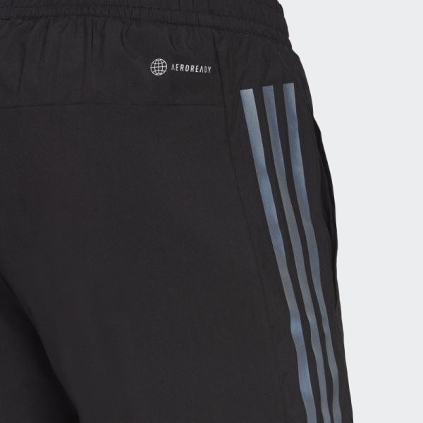 Adidas Black Run Icons Full Reflective 3-Stripes Shorts