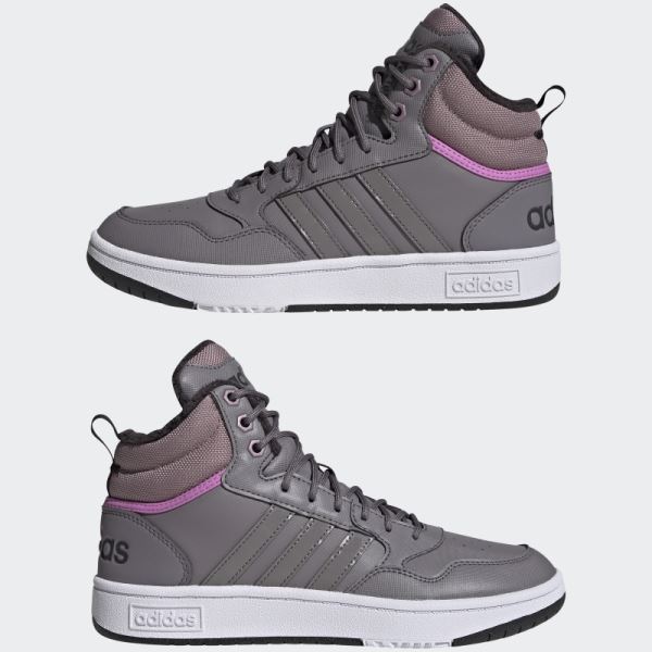 Adidas Trace Grey Hoops 3.0 Mid Lifestyle Basketball Classic Fur Lining Winterized Shoes