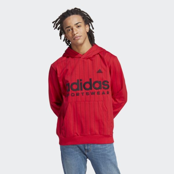 Pinstripe Fleece Hoodie Scarlet Adidas