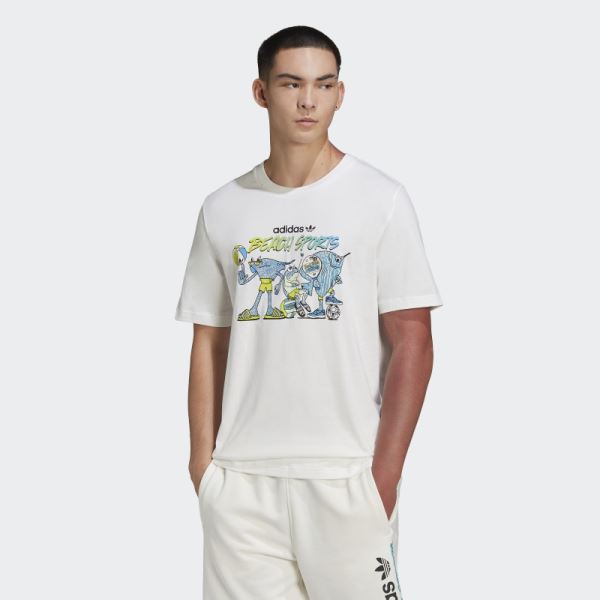 White Graphic Stoked Fish T-Shirt Adidas