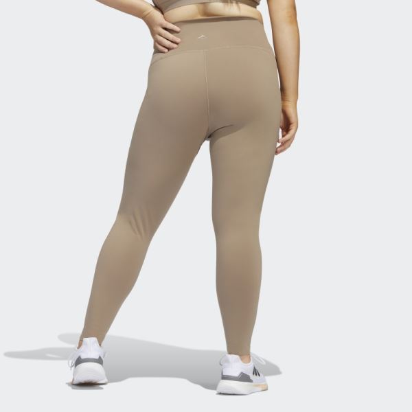 Chalky Brown Adidas Yoga Luxe Studio 7/8 Leggings (Plus Size)