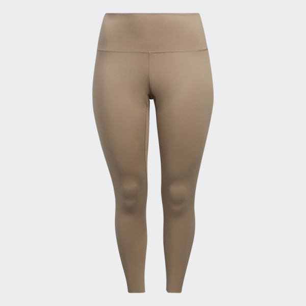 Chalky Brown Adidas Yoga Luxe Studio 7/8 Leggings (Plus Size)