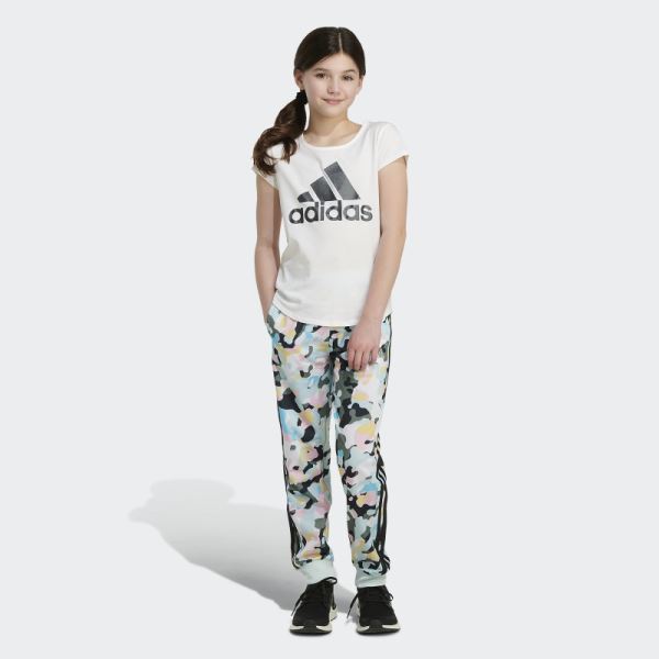 Adidas White Allover Print 3-Stripes Tricot Joggers